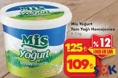 MİS YOĞURT TAM YAĞLI HOMOJENİZE 3 KG